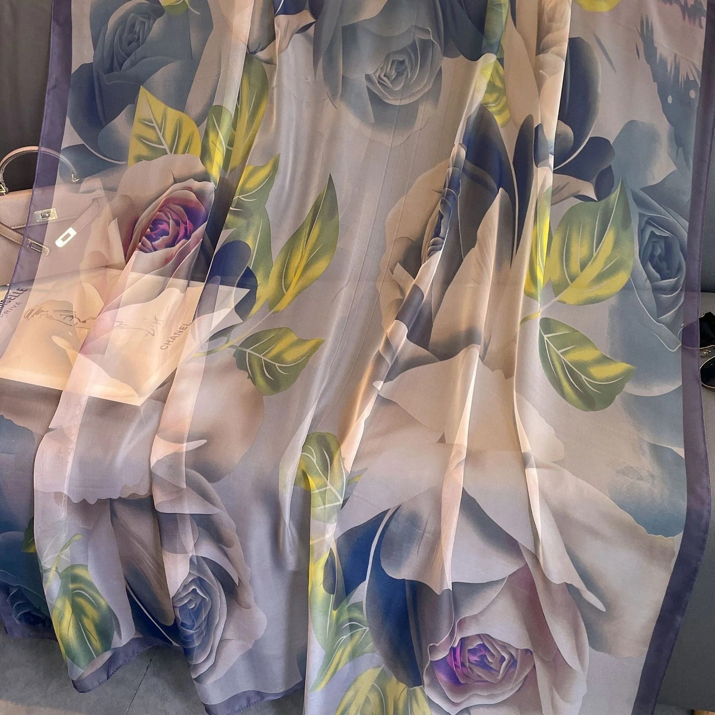 Light Luxury Artificial Silk Talma Yousoft Scarf Women's Large Size Pattern Commuter